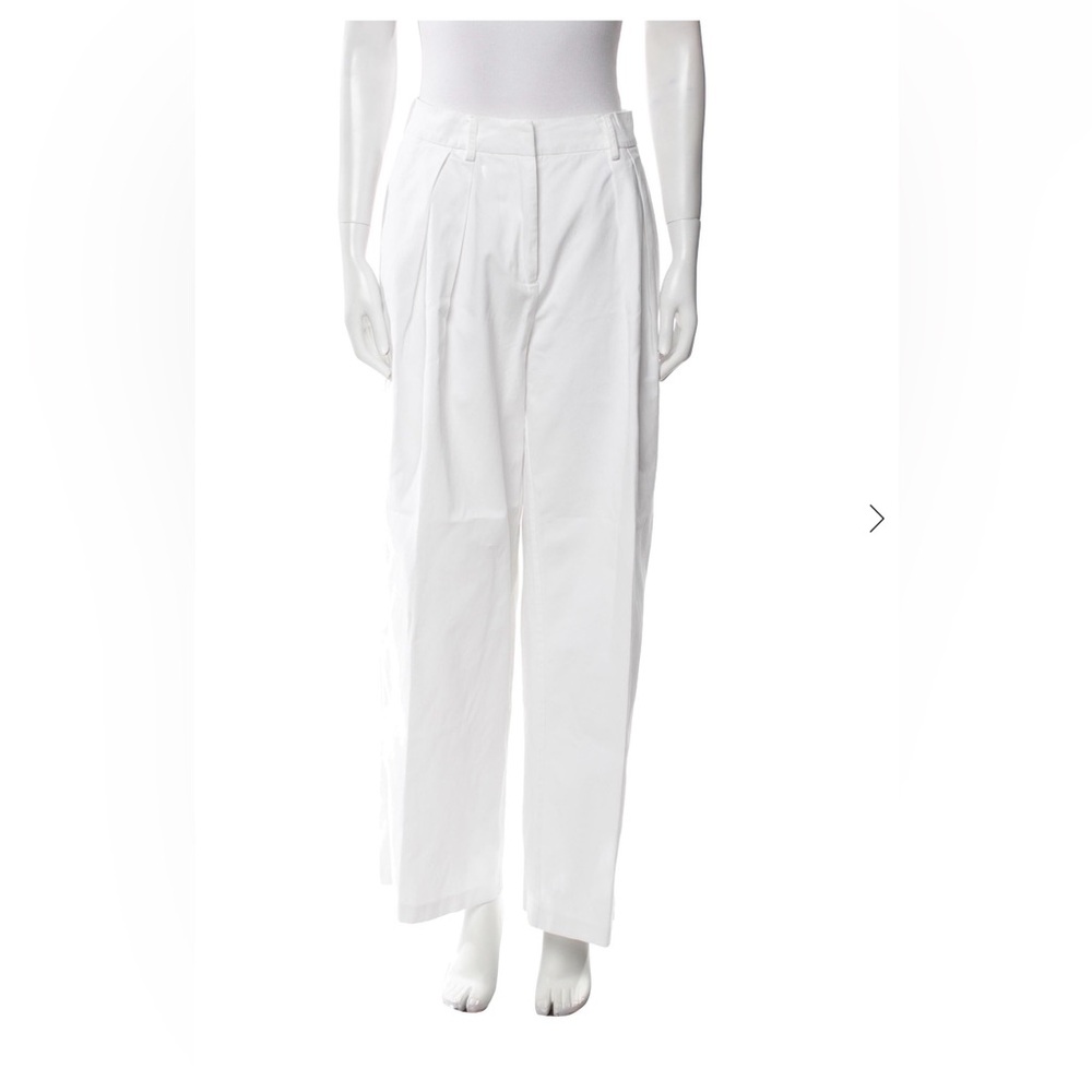 STAUD White High-Rise Pleated Trousers